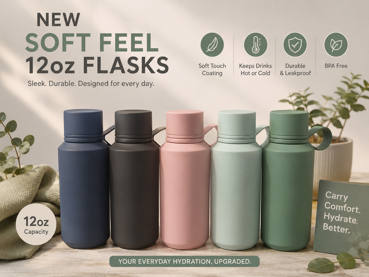 Soft feel flasks