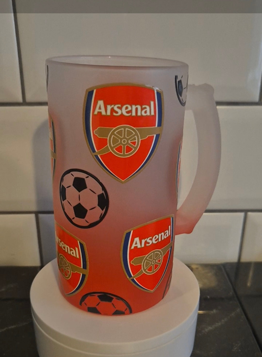 Blue or Red ombre glass stein