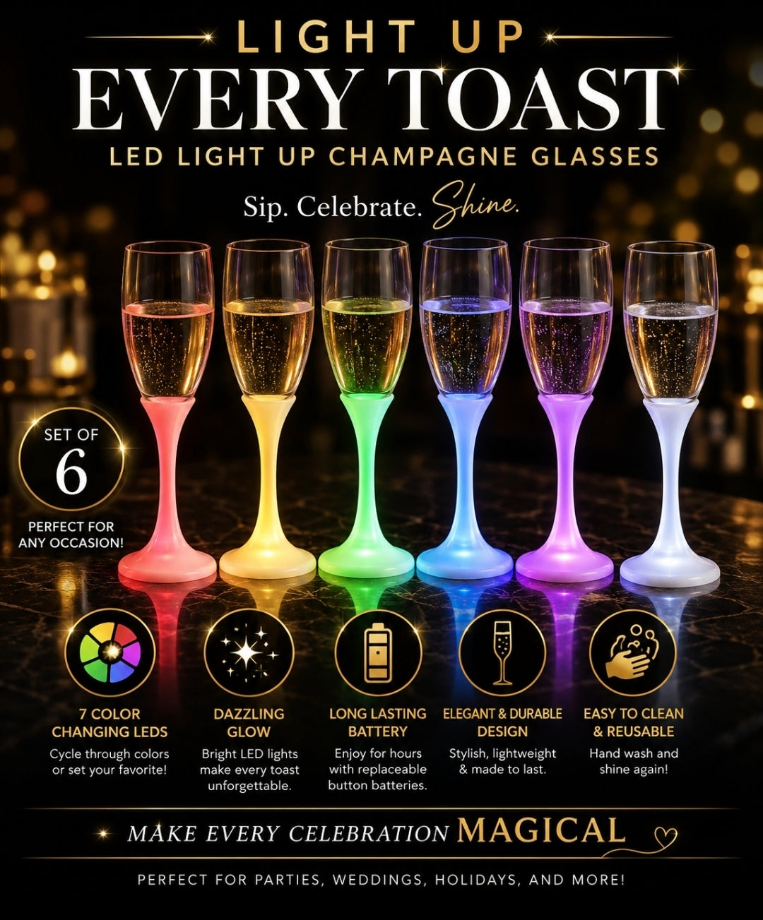 Set of 6 Champagne glasses